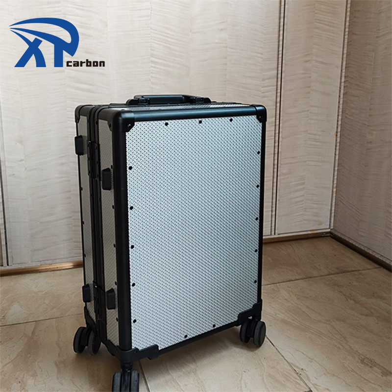 Silver Jacquard Carbon Fiber Luggage