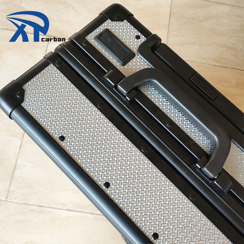 Silver Jacquard Carbon Fiber Luggage