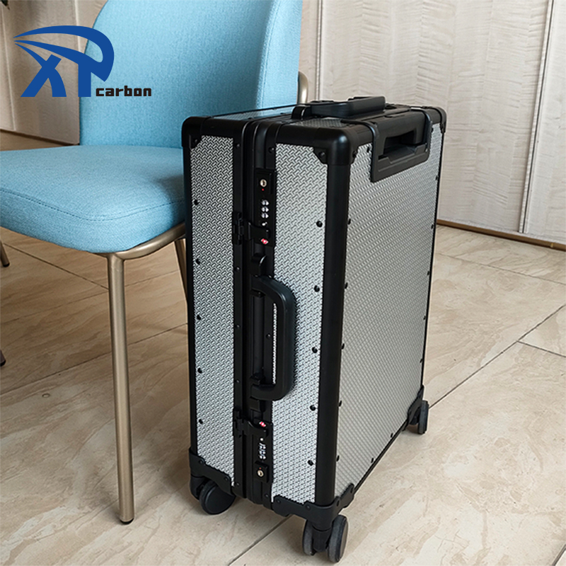 Silver Jacquard Carbon Fiber Luggage
