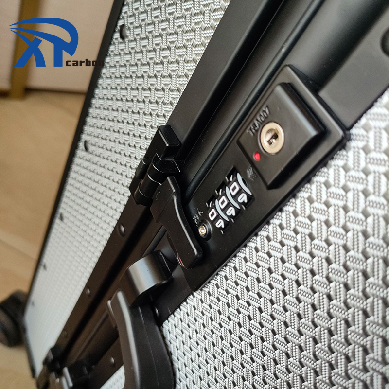 Silver Jacquard Carbon Fiber Luggage